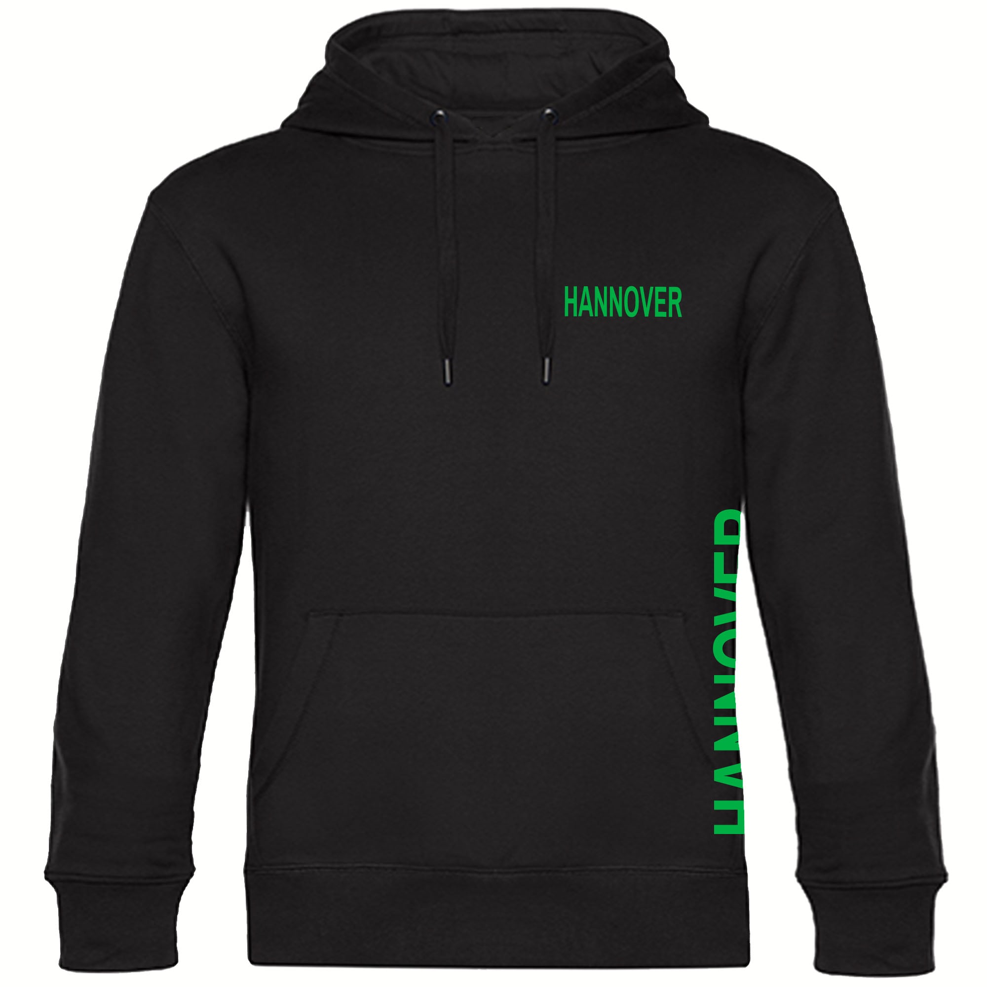 multifanshop® Kapuzen Sweatshirt - Hannover - Brust & Seite - Druck grün