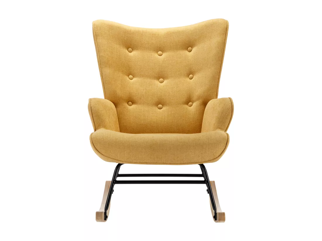 Fauteuil à bascule en tissu chiné jaune moutarde ELMINA II