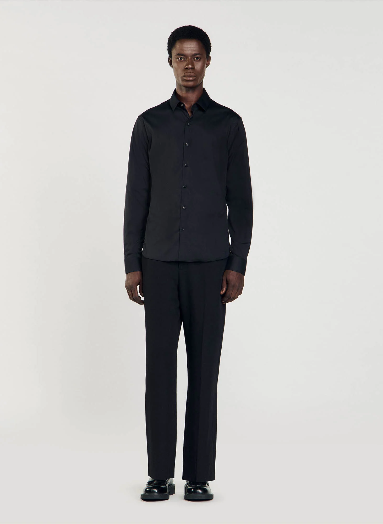 Chemise slim-fit en coton stretch | Noir