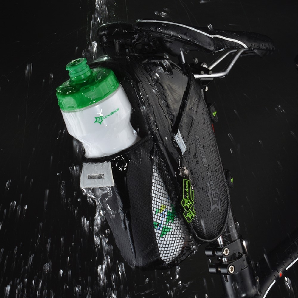 (2L) Wasserabweisende Universal Gravel Bike Satteltasche mit Trinkflaschen Halterung für das Fahrrad Velo - Schwarz