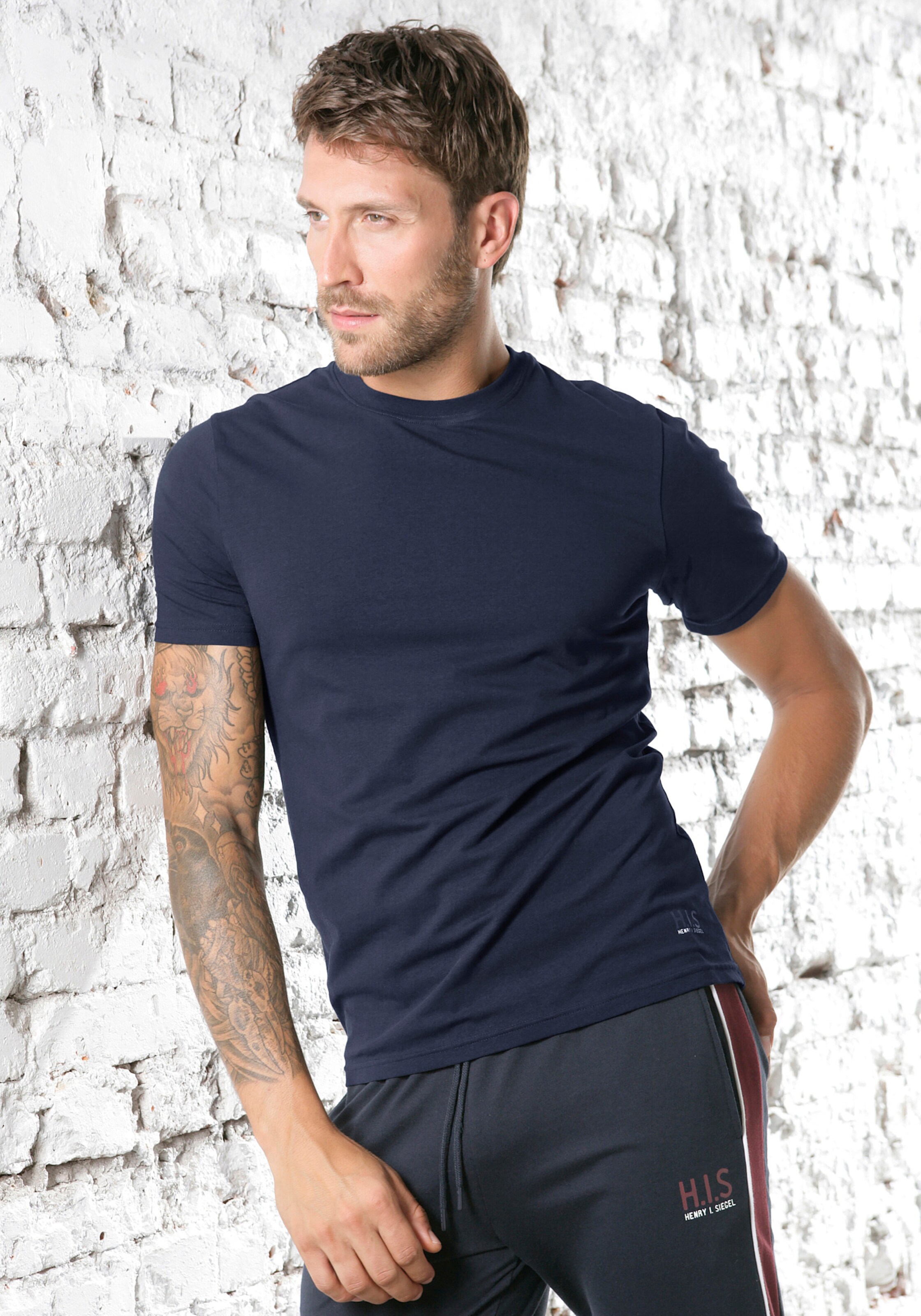 H.I.S Kurzarmshirt in petrol, navy, weiß