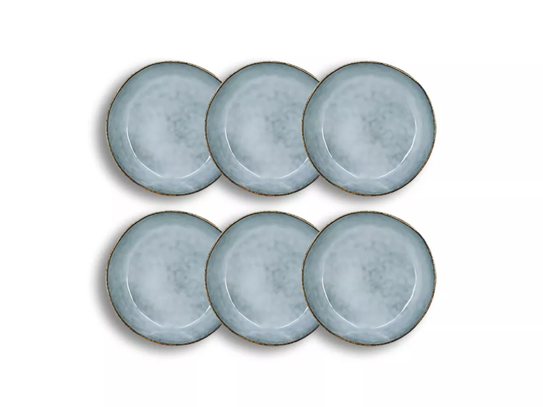 Ogo Living - Lot 6 Assiettes Coupes Aronal 15.5cm En Gres Bleu