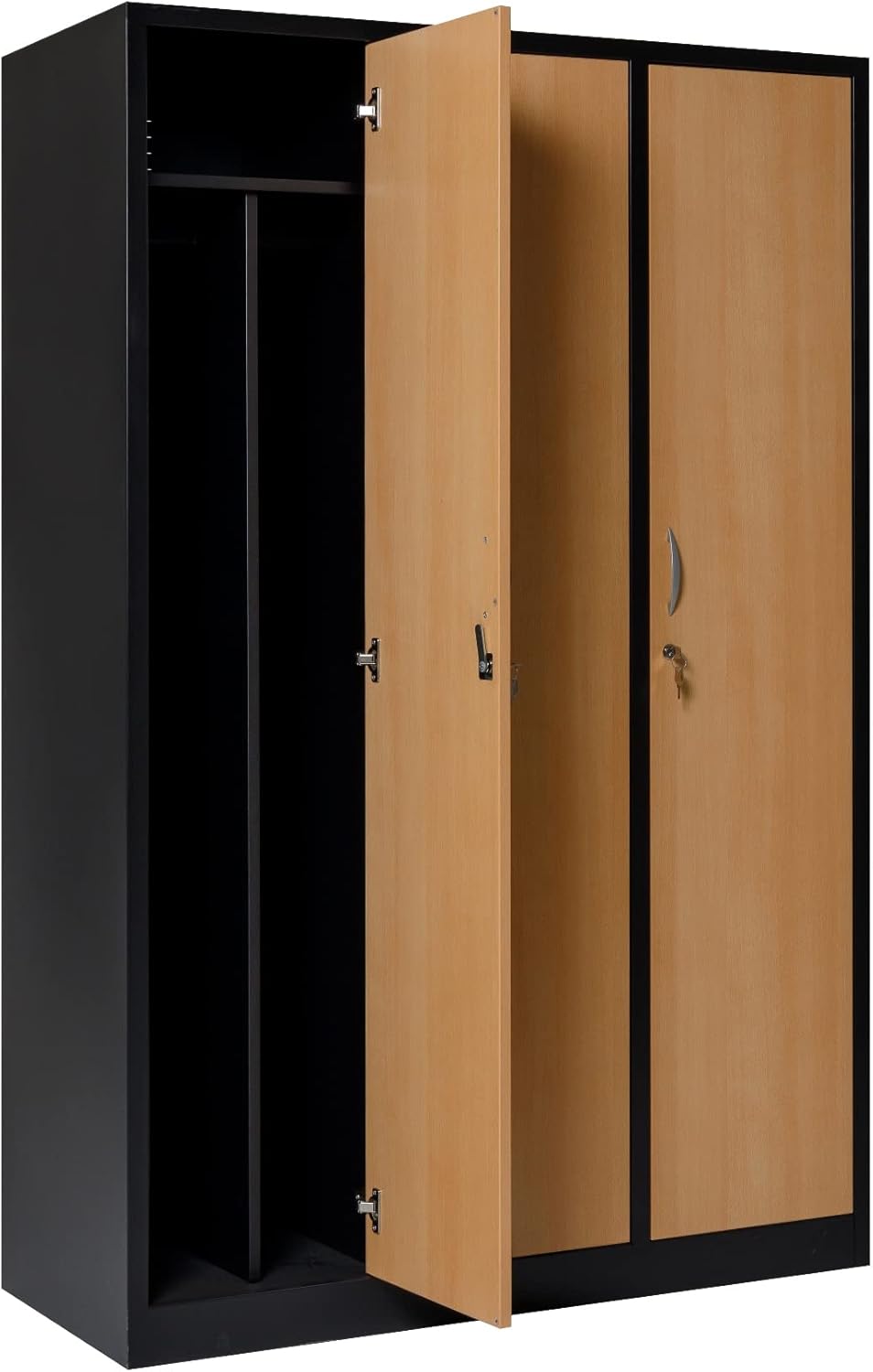 furni24 Garderobenschrank Schließfach Spind Umkleideschrank Kleiderschrank Abteilbreite 120 cm 3-türig fertig montiert Verschiedene Ausführungen verfügbar