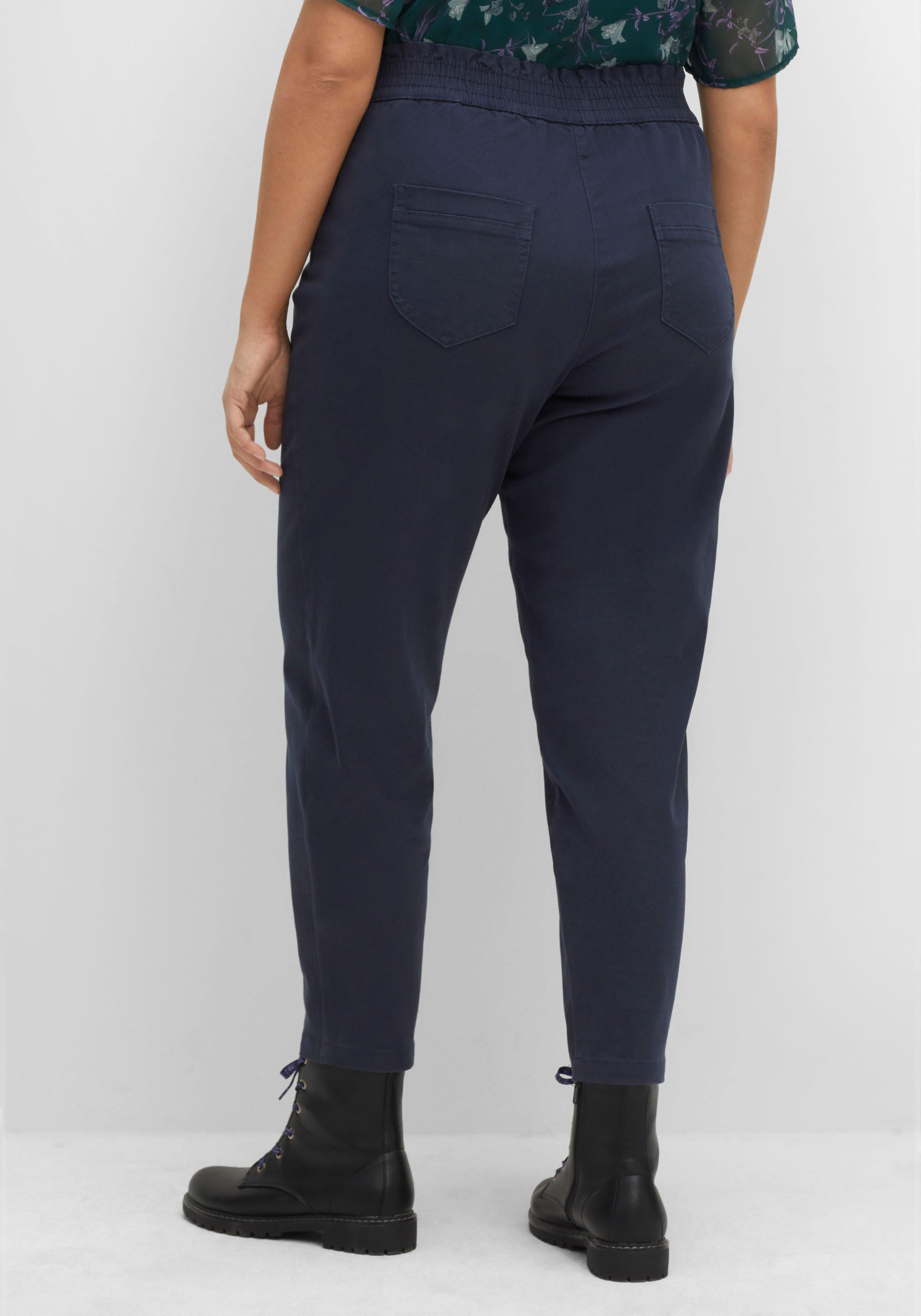 Chinohose aus Twill, mit High-Waist-Bund
