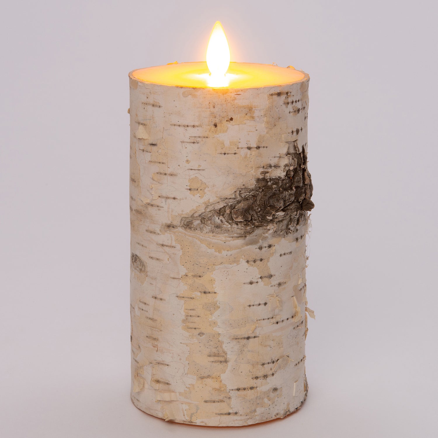 Anna's Collection LED stompkaars berkenhout structuur wit D 9 H 15,8 cm