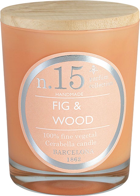 Cerabella geurkaars Fig & Wood houtachtig 40 uur D 8 H 12 cm