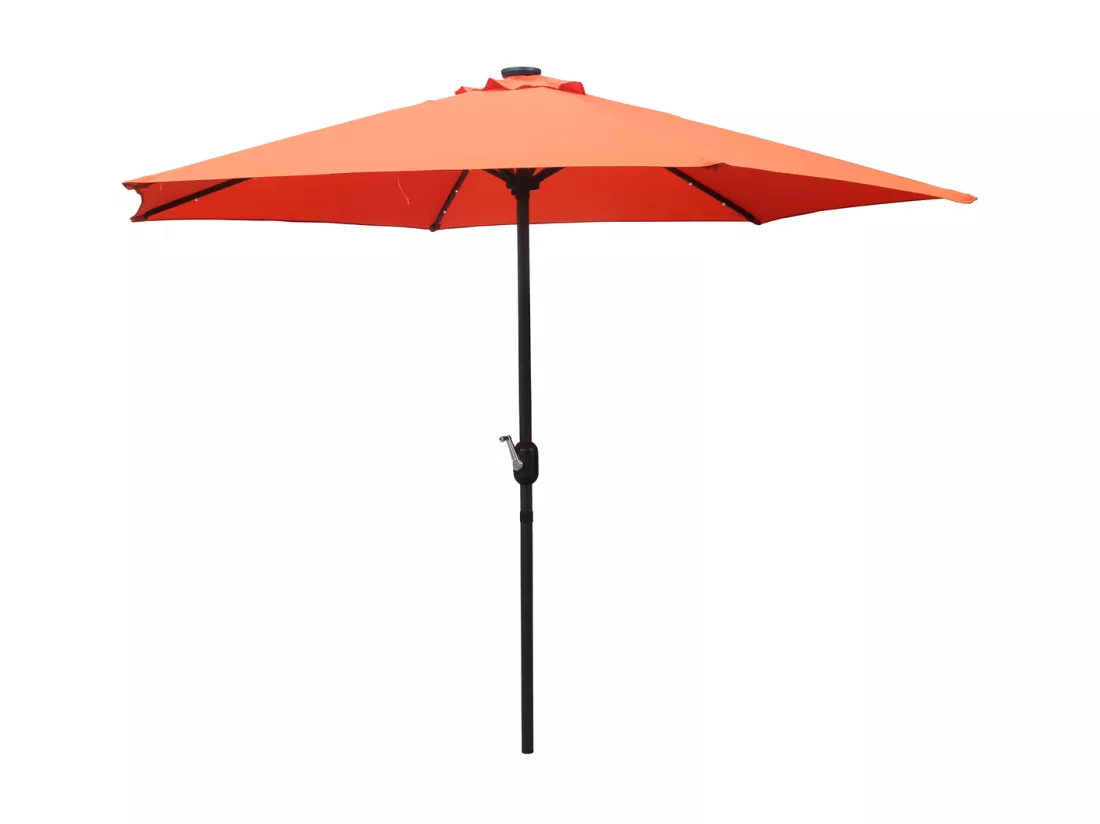 Parasol droit rond led diamètre 2,66 m terracotta AMALFI