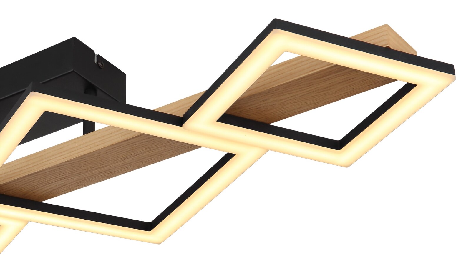 LED-Deckenleuchte - schwarz matt - Holzoptik - 92 cm