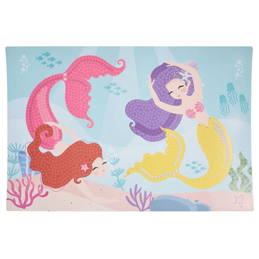 Lot de 4 mosaïques géantes à sticker thème sirène 40x60cm