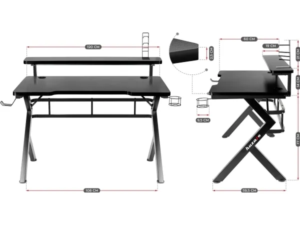 Huzaro Hero 5.0 Black computer gaming desk