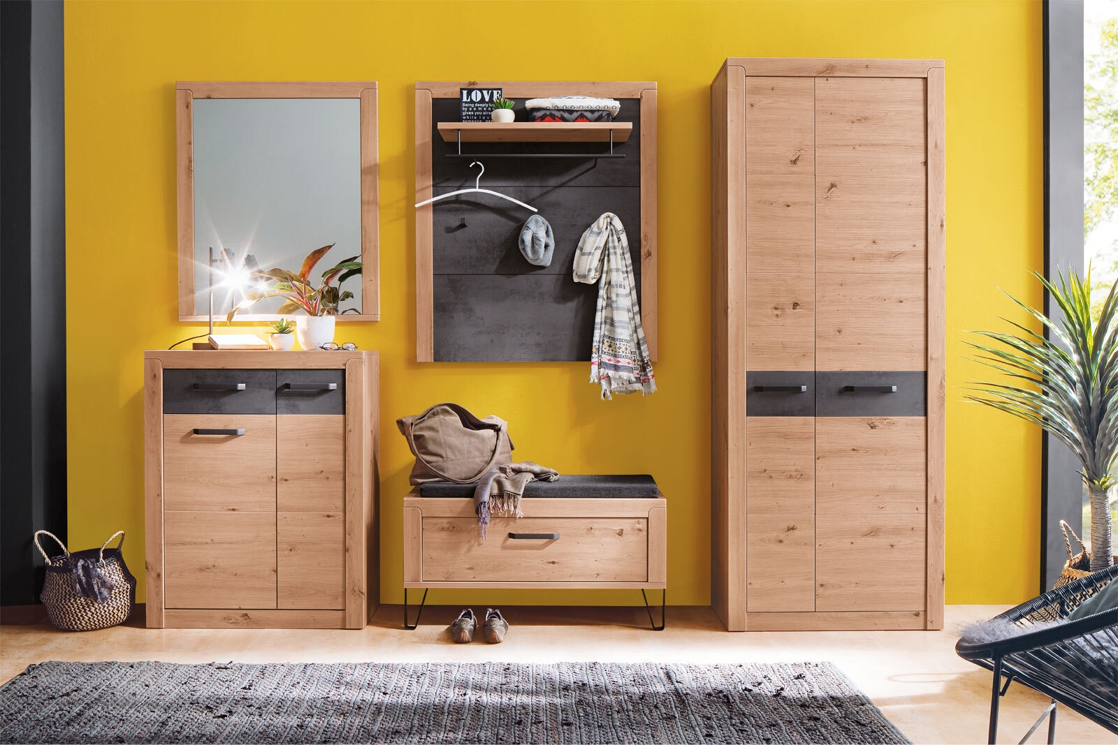 vito Garderobenschrank 77 x 202 x 38 cm Holznachbildung balkeneiche