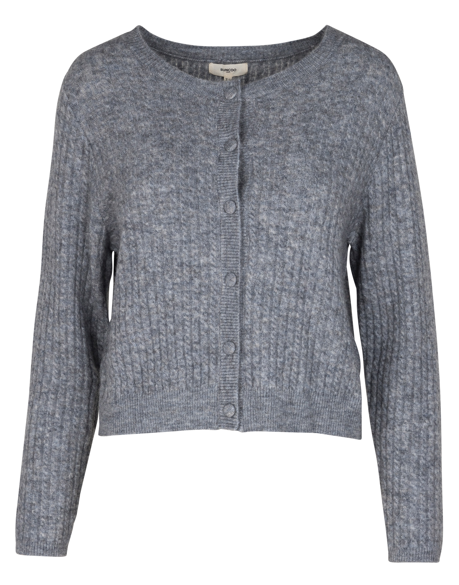 GEMINI - Gilet droit col rond en laine mélangée | Noir