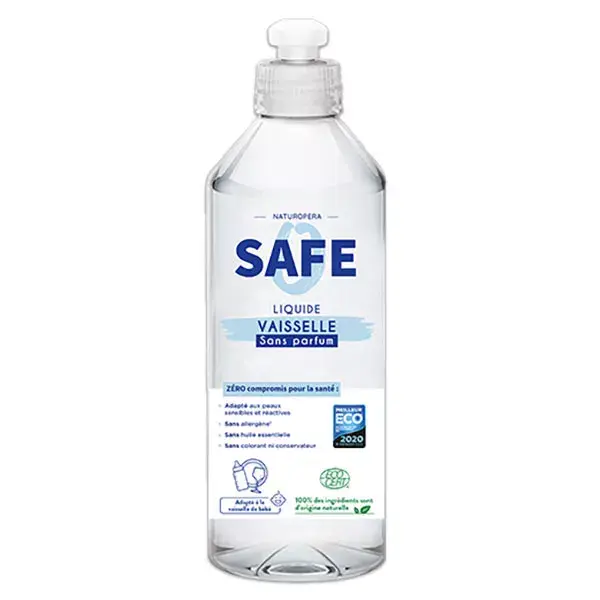 Detergente líquido para louça sem perfume, seguro, 1 litro.
