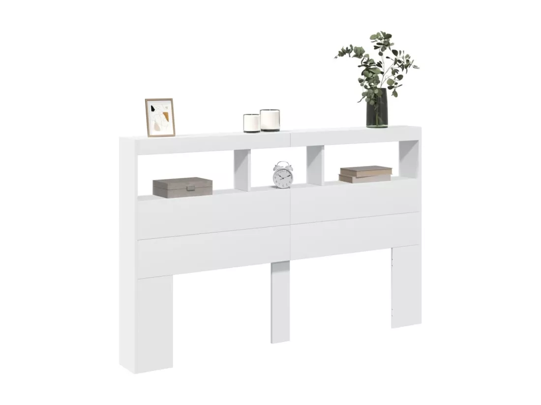 Armoire tête de lit avec LED blanc 160x17x102 cm