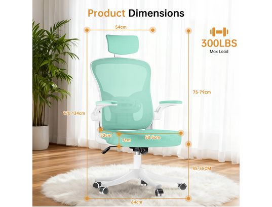 RATTANTREE - Fauteuil de bureau Chaise de bureau ergonomique verte