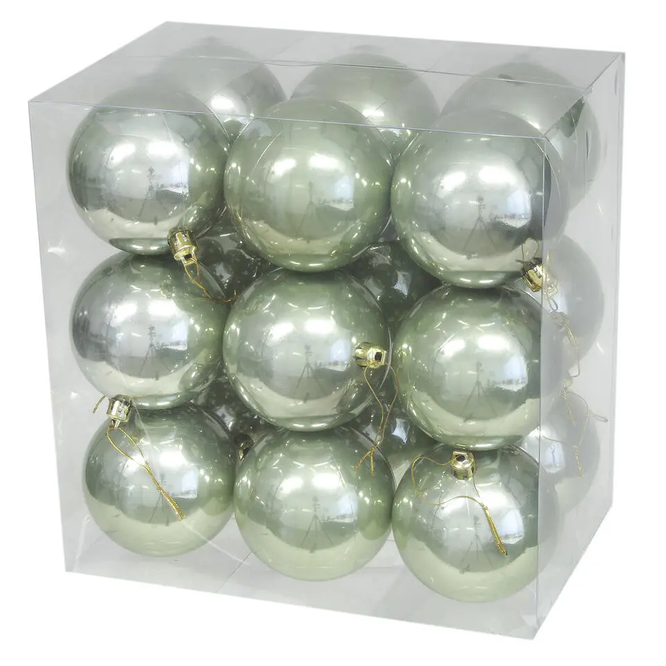 Othmar Decorations kerstballen - 18x st - 8 cm - salie groen