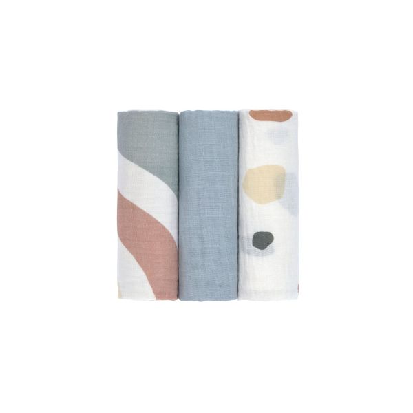 Lässig Swaddle & Burp Blanket L Rainbow Powder Blue 85 x 85 cm