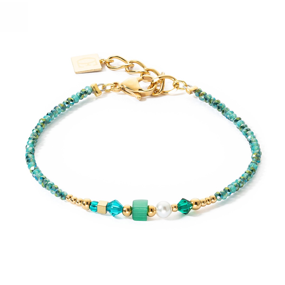 Bracelet Coeur de lion Square Stripes doré-vert