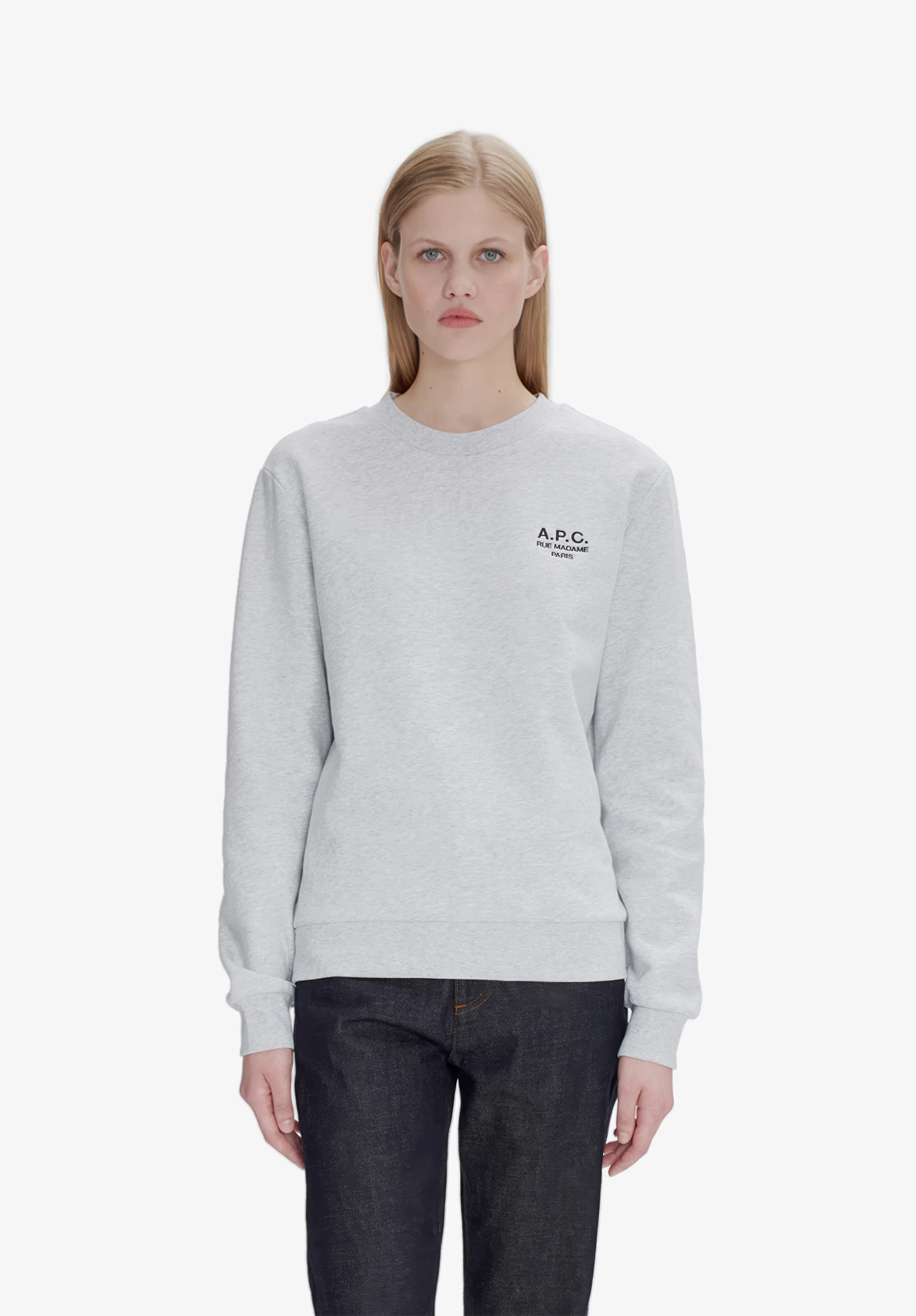 sweat standard rue madame - GOTS - Gris chine / noir