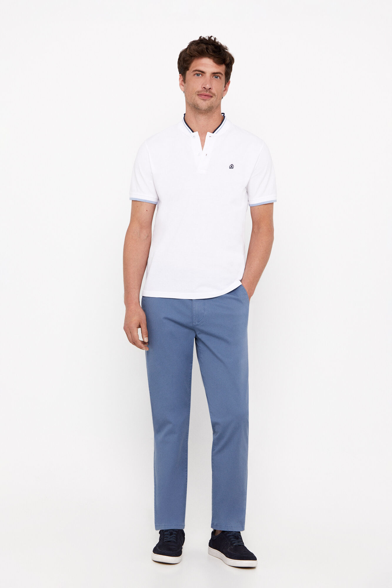 Camisa polo com gola bomber - Branca