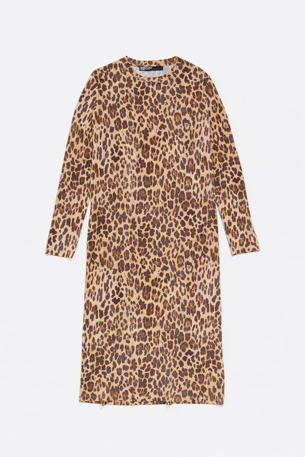 Vestido midi de viscose com estampa de leopardo natural