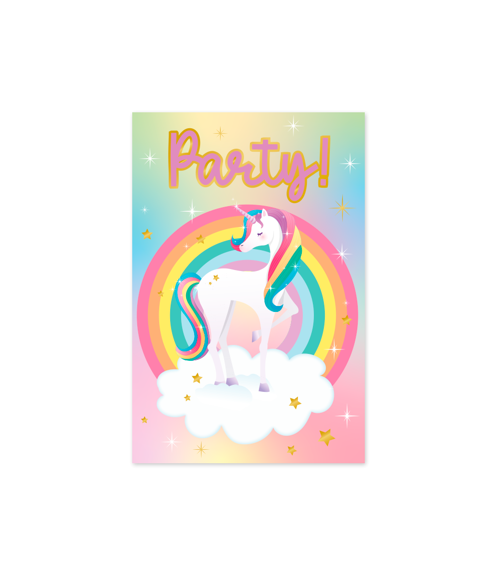 Unicorn Uitnodigingen Gekleurd 6st