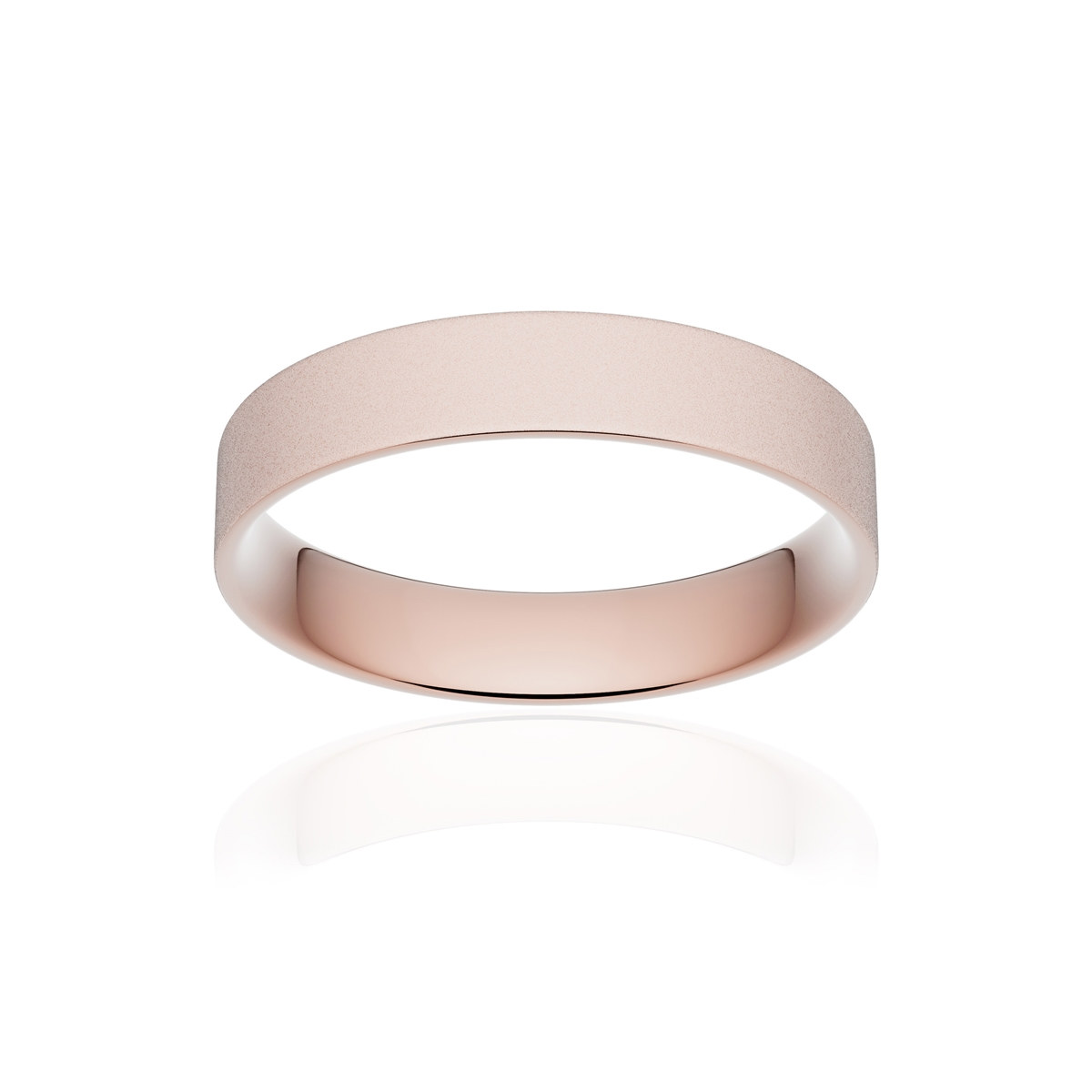 Alliance or 750 rose sablé ruban plat confort 4mm