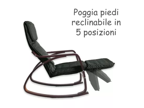 Fauteuil relax à bascule avec repose-pieds réglable mod. ZEN NOYER NOIR par Yelloo