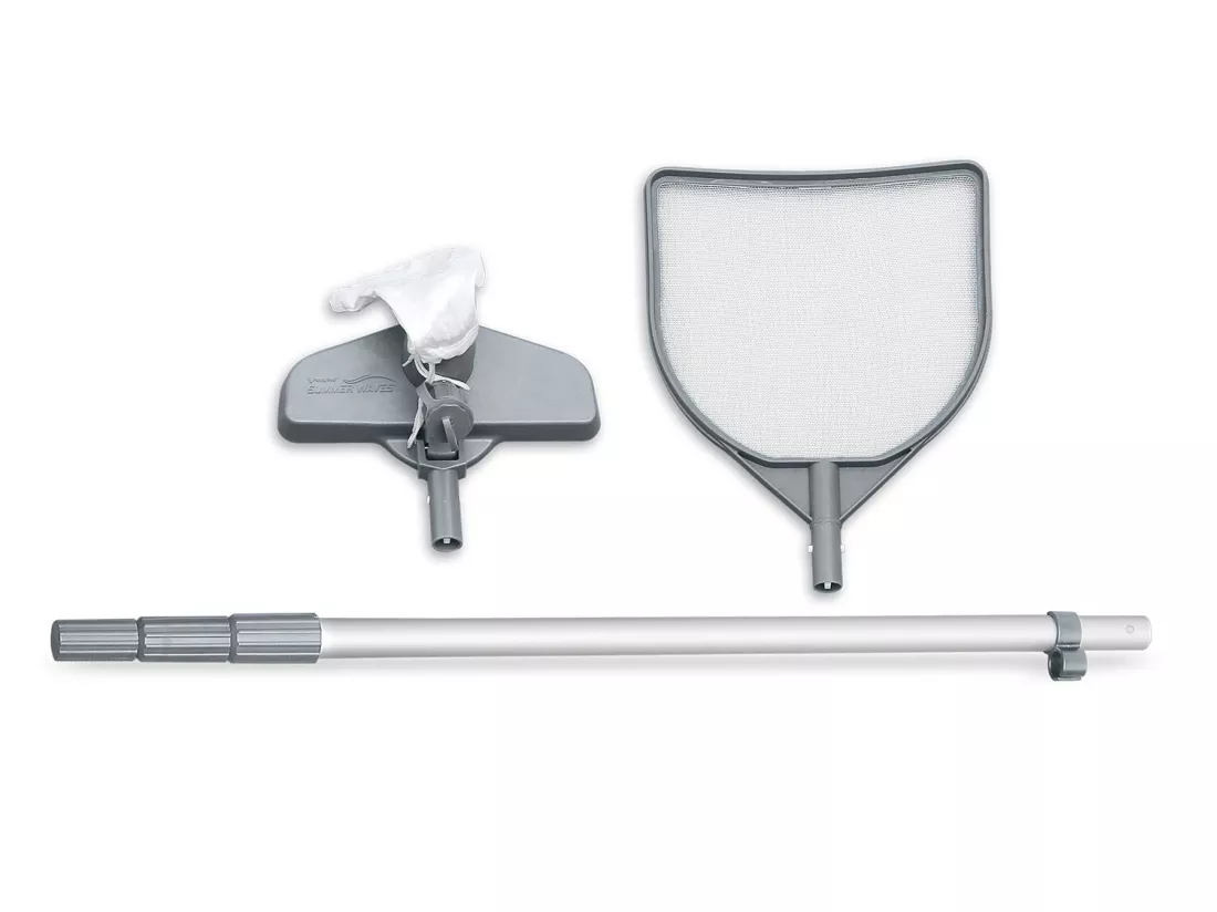 Piscine tubulaire ronde grise avec pompe filtrante à cartouche - D427 x H107 cm - NISOKA