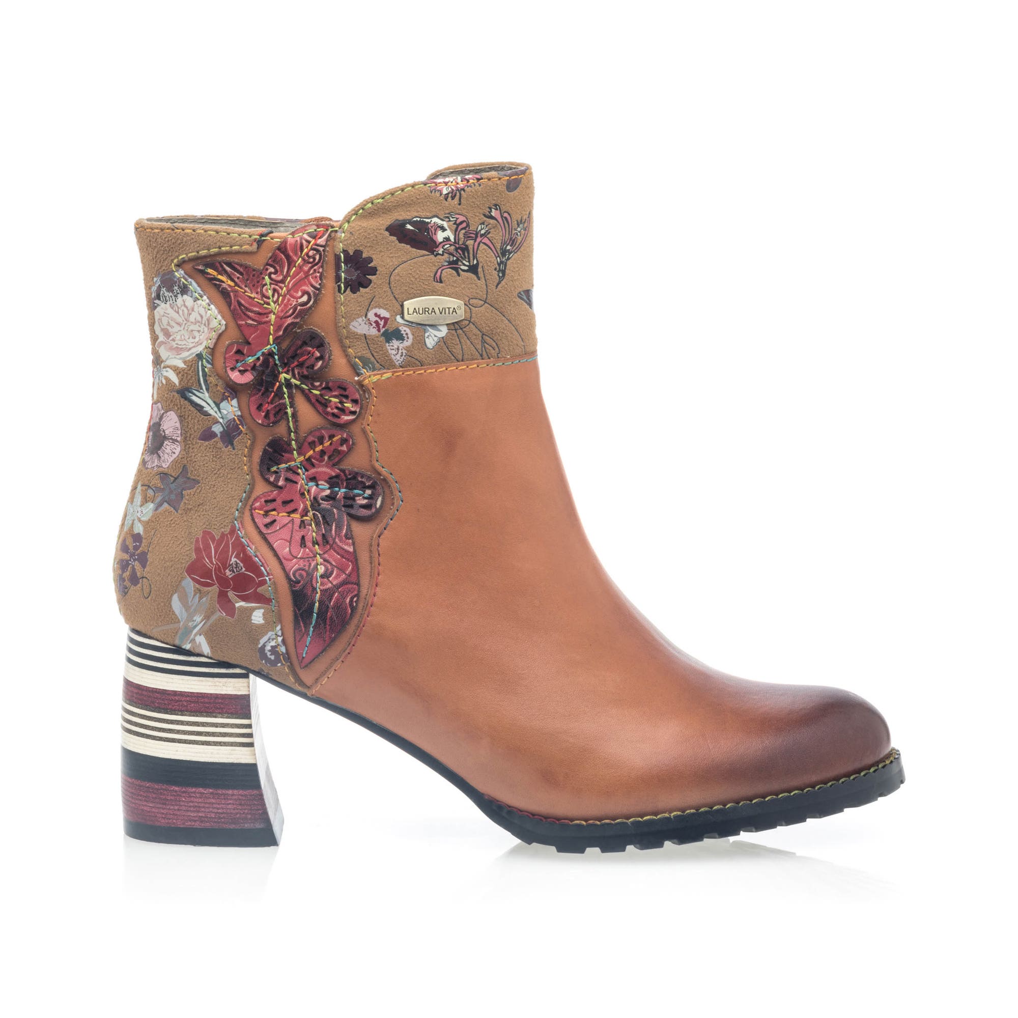 Bottines à talon Femme en cuir cognac