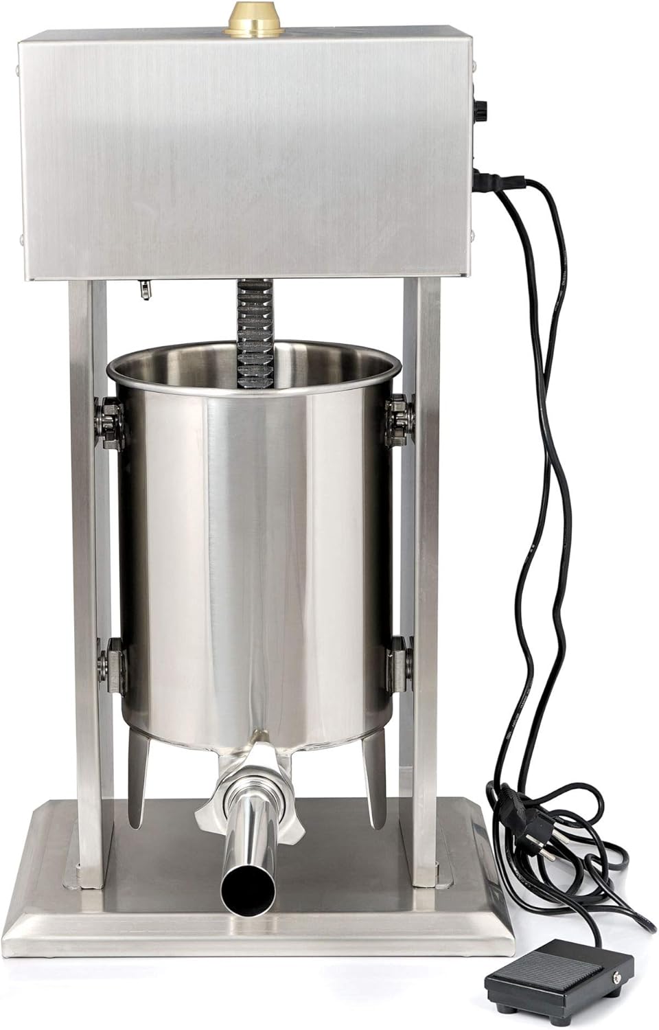 Zelsius elektrischer Wurstfüller 10L Wurstfüllmaschine elektrisch Edelstahl Wurstpresse mit Fußpedal 4x Fülltülle 3x Ersatzdichtung
