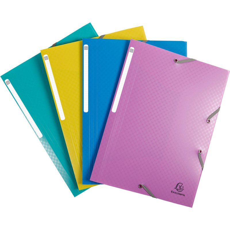 Chemise à élastique 3 rabats plastique Forever Young Exacompta 24 x 32 cm - Dos 3 cm couleurs assorties
