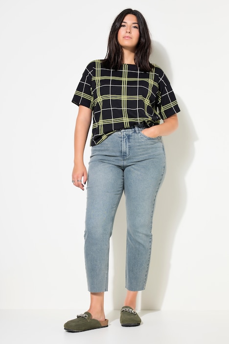 Mom-Jeans, Wide Legs, 5-Pocket, cut Saum