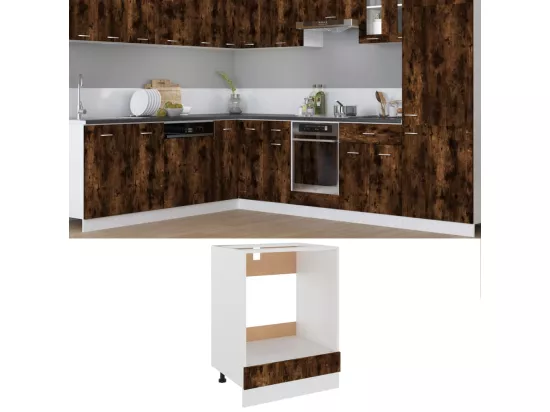Armoire à four Chêne fumé 60x46x81,5 cm Bois d'ingénierie