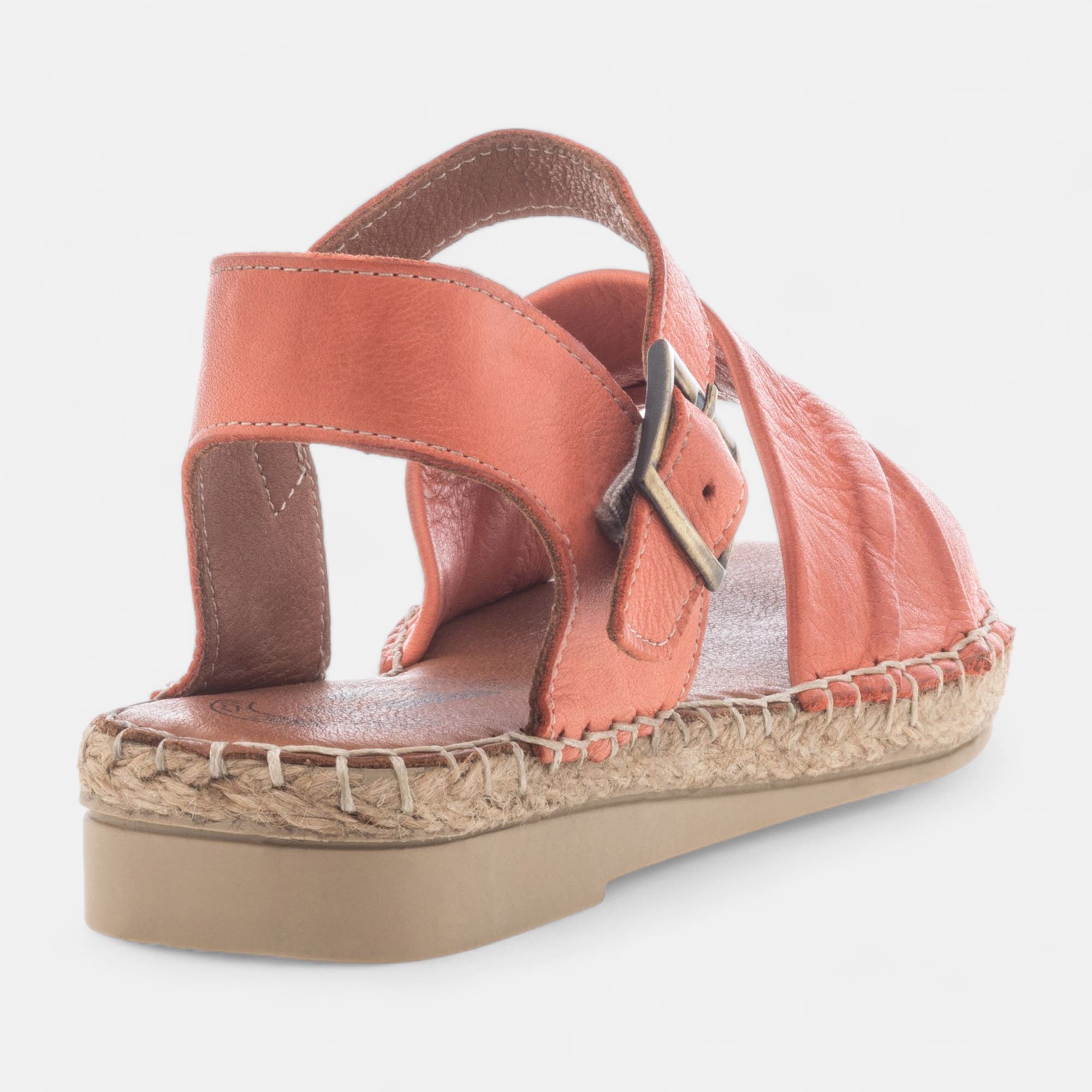 Sandales Femme en cuir corail
