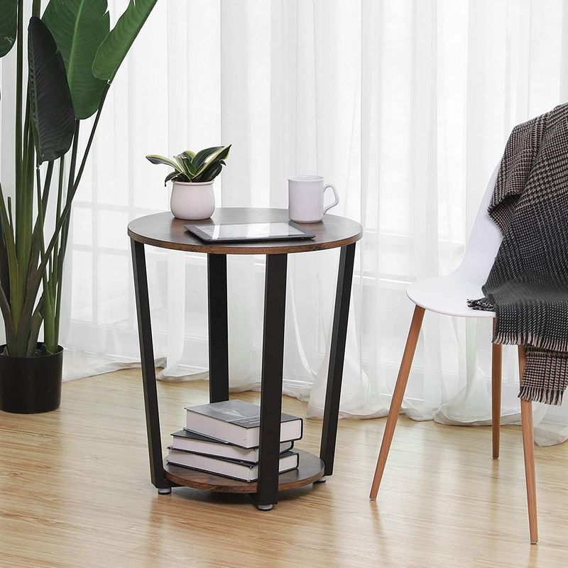 Bijzettafel Firas - Bruin/Zwart - Rond - Ø50 cm