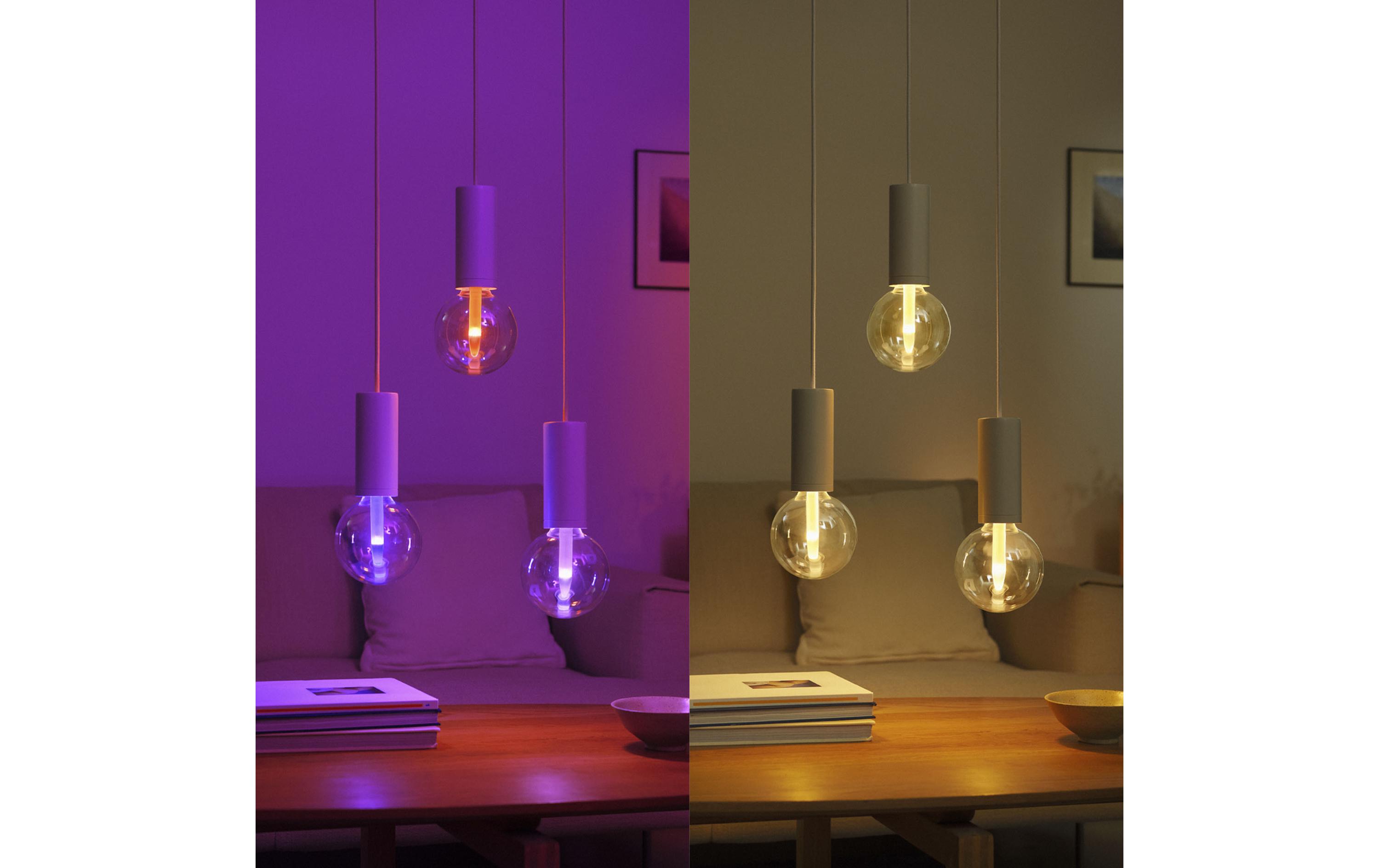 White & Color Ambiance Lightguide G125, E27Einzigartige Lichtakzente mit handgeblasenen Glaskugeln
