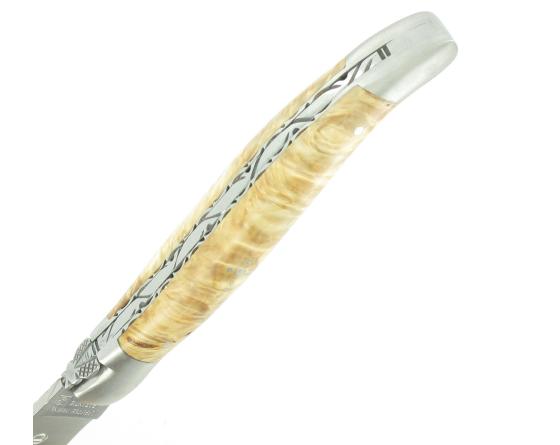 Laguiole 12 cm - Marronnier - Platines Guillochées - 2 mitres Couteau de poche par Laguiole en Aubrac