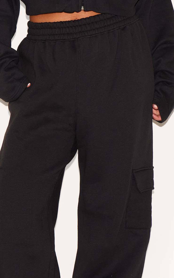 Noir Joggers Grande Taille À Jambes Larges Avec Poches Cargo