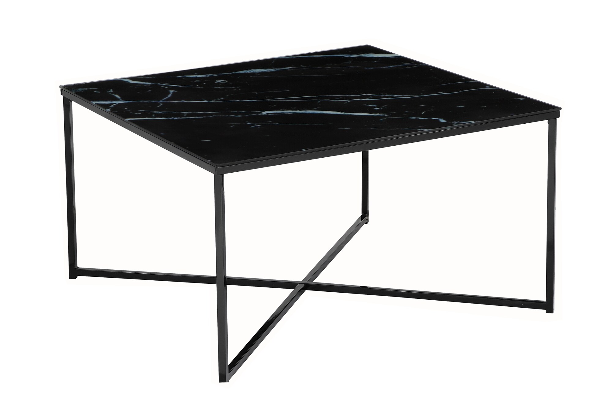 Couchtisch 80x80 Marmor Optik Glastisch Sofatisch Beistelltisch Wohnzimmer Tisch
