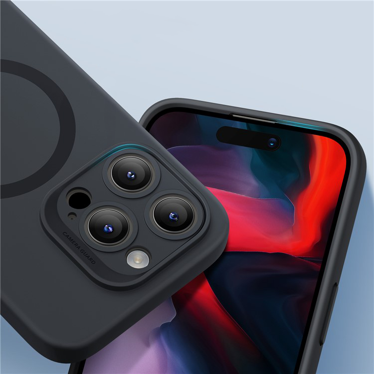 iPhone 15 Pro Cloud Series MagSafe Silikon Case Hülle mit Kameraschutz - Schwarz