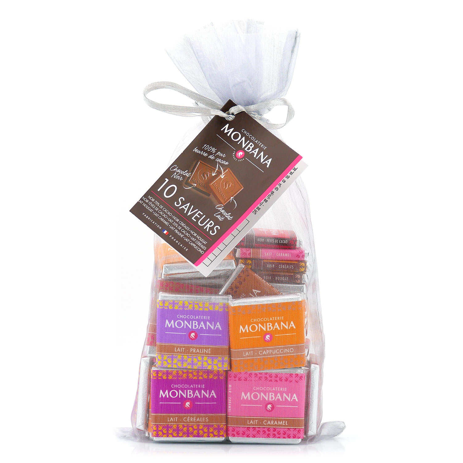 Sachet 50 napolitains assortis pour le café (10 saveurs noir et lait)