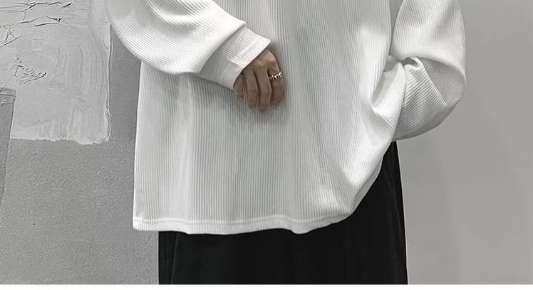 Zoslane - Mock Two-Piece Long-Sleeve Crew Neck Two-Tone Sweatshirt