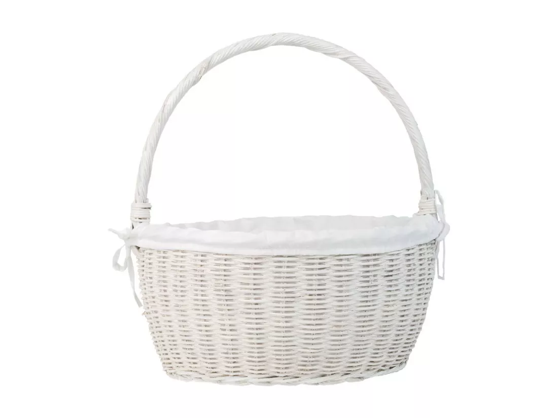 Panier rond en osier avec doublure blanche 34x34x16-37h