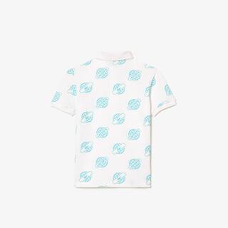 Polo avec imprimé en mini piqué de coton Polos - Blanc - Lacoste - Garçon