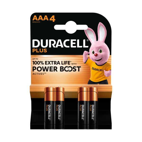 Duracell Plus Batterijen - Alkaline 100% - AAA 4-Pack
