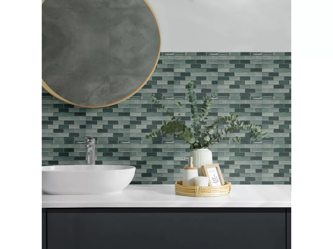 Carreaux autocollants PVC, Carrelage PVC adhésif - 20x20x20 - Mosaïque rectangulaire en nuances