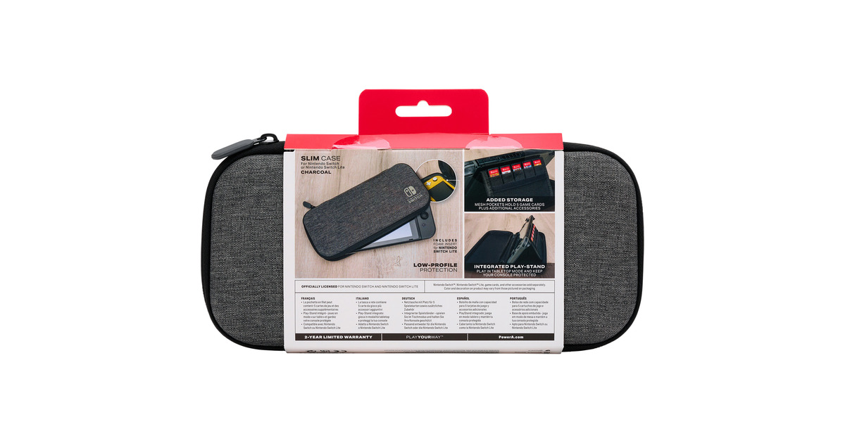 PowerASlim Case for Nintendo Switch - OLED Model, Nintendo Switch or Nintendo Switch Lite – Charcoal tas  (Antraciet)