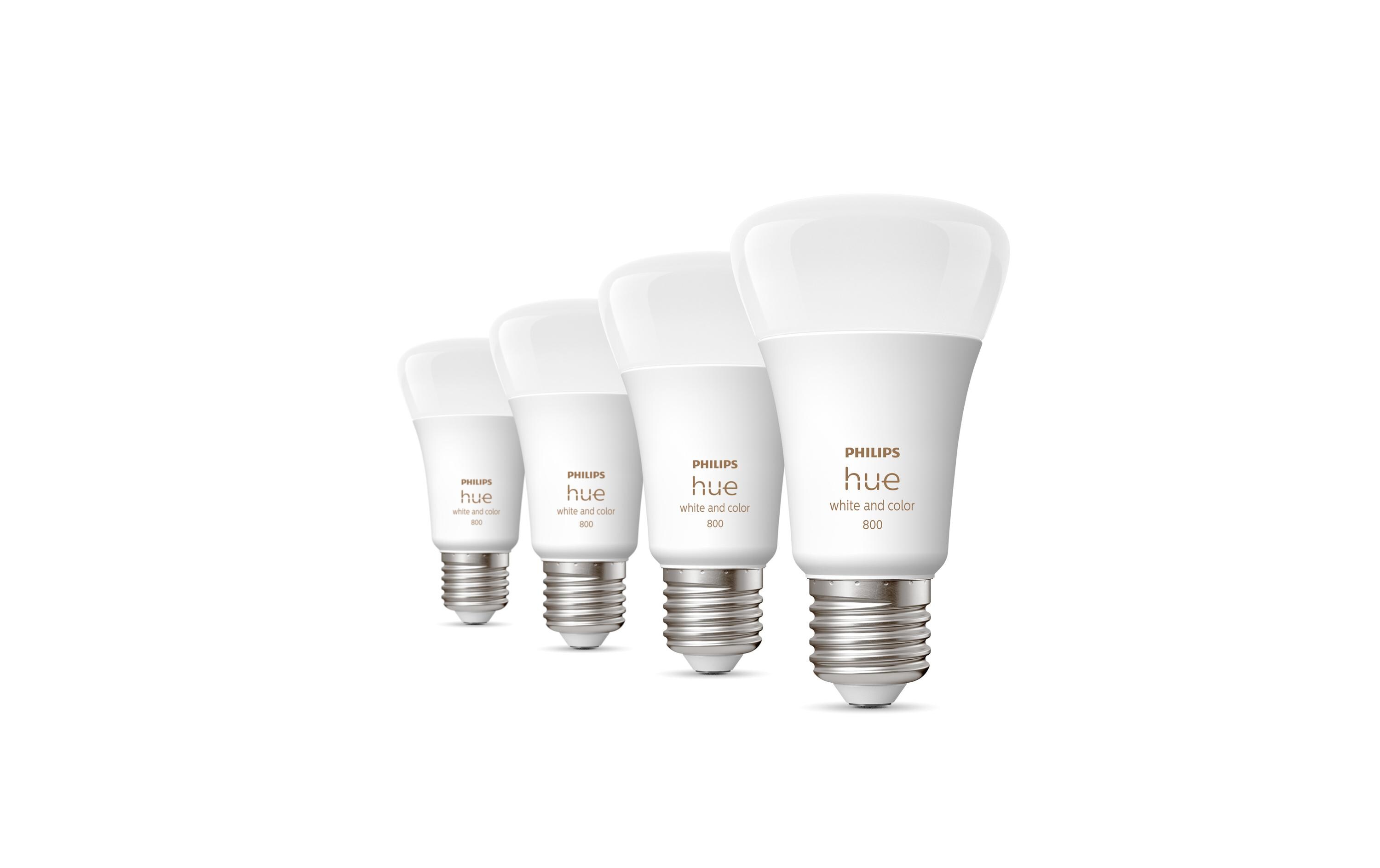 Leuchtmittel White & Col. Amb. E27 Viererpack 4 x 570 lm<br>Per Bluetooth steuerbares Hue E27-Leuchtmittel