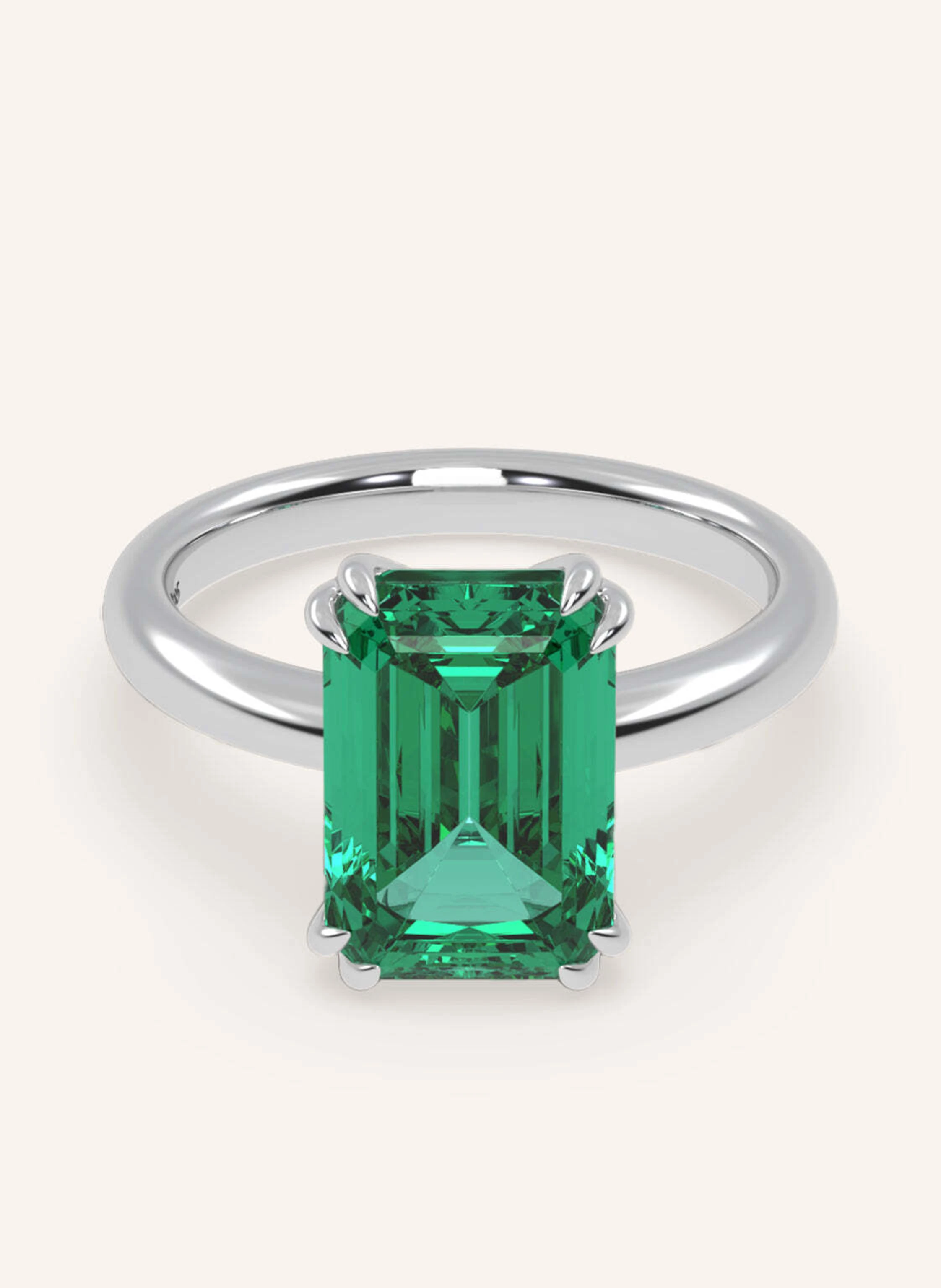 VEYNOU Ring EDEN ESSENCE aus 14 Karat Weißgold und 3,0ct. lab-grown Smaragd